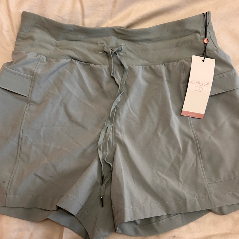 Alia Sage Green Athletic Drawstring Shorts
